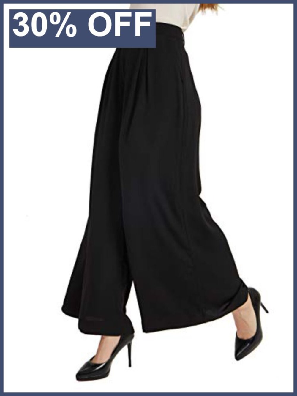 Tronjori High Waist Wide Leg Palazzo Business Pants Pleated Zip Loose